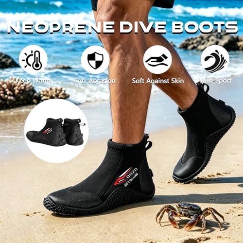 Skyone 3MM Neoprene Dive Boots Men Women, Anti-Slip Rubber Sole, Size 6/7