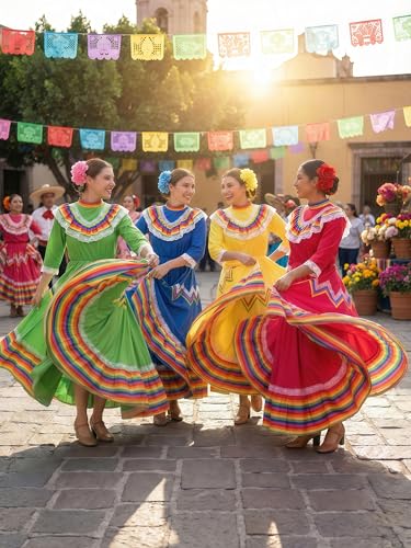 Women's Rose Cinco De Mayo Fiesta Costume Dress Small Folklorico