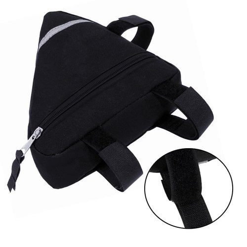 QitinDasen 2 Pieces Bike Triangle Bags, Waterproof Bicycle Front Tube Frame Bag, Double-Sided Reflective Decoration Makes Night Riding Safer (Black)