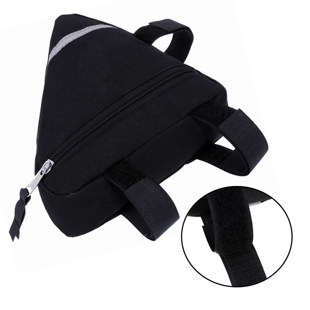 QitinDasen Maivingthuit Bike Triangle Bag, Waterproof Bicycle Front Tube Frame Bag, Double-Sided Reflective Decoration Makes Night Riding Safer (Black)