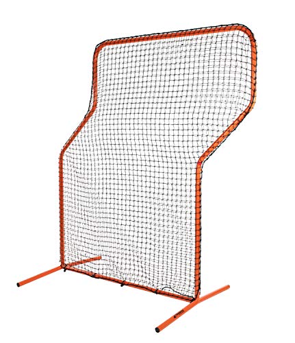 Heavy-Duty Steel Frame Pitcher's Z Screen - 7'x5', Orange