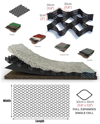 Heavy Duty HDPE Ground Grid for Driveway & Erosion Control - 4m x 9m