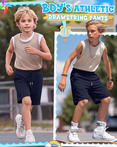 Boys Baggy Long Sports Shorts - Navy Blue, 12-13 Years