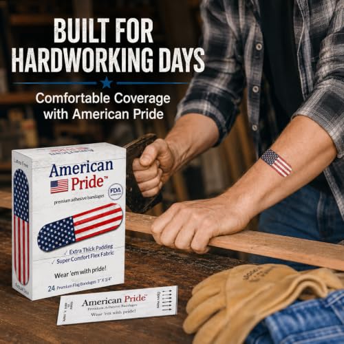 American Pride Adhesive Bandages - Vintage American Flag, 24 Ct