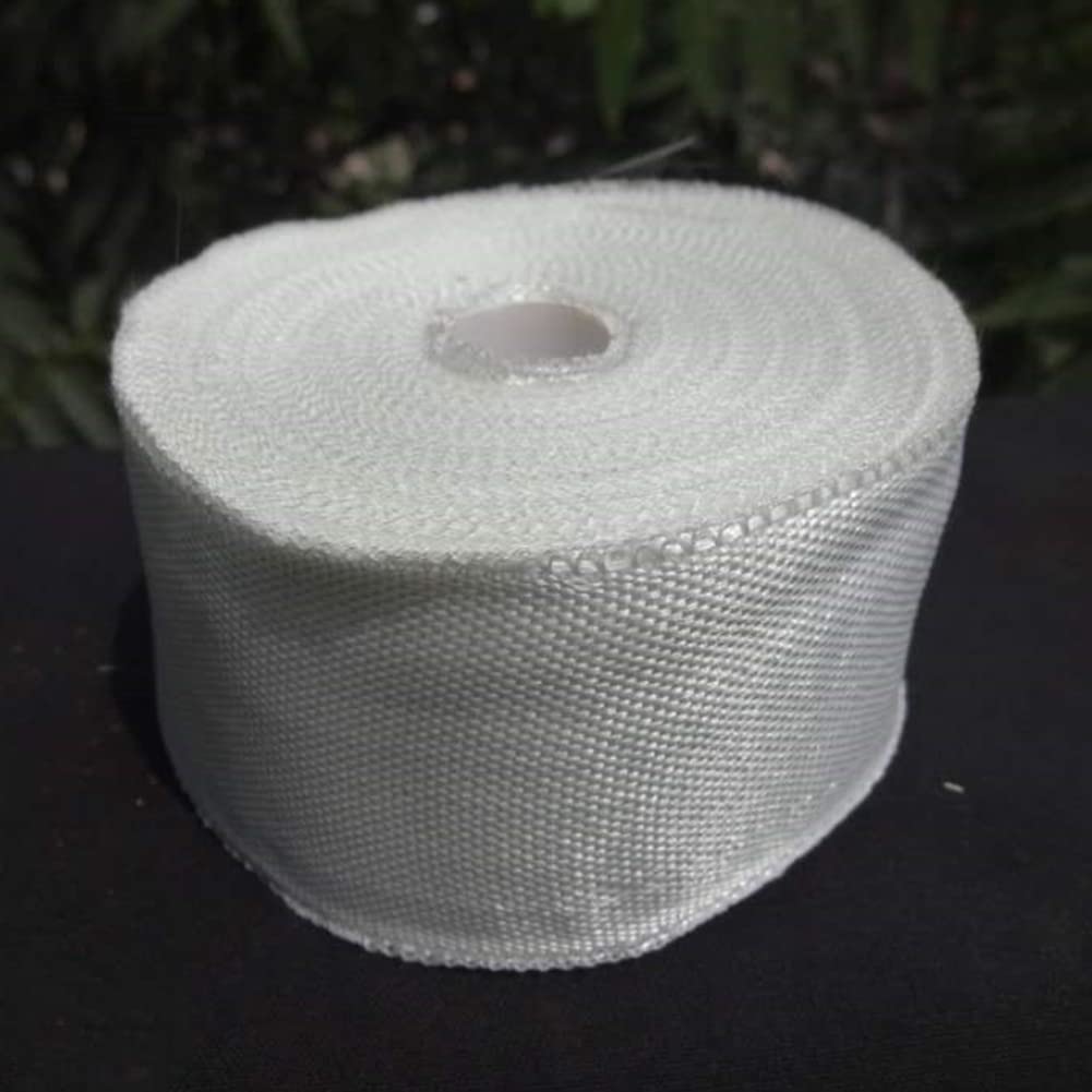 SICCOMA Fiberglass Cloth Roll Non Adhesive Woven Fiberglass Mesh Tape Fiberglass Insulation Tape Plain Weave Fiberglass Cloth Tape for Reinforced Repair Winding, Seams, Boat, Molding (2 in x 99 FT)