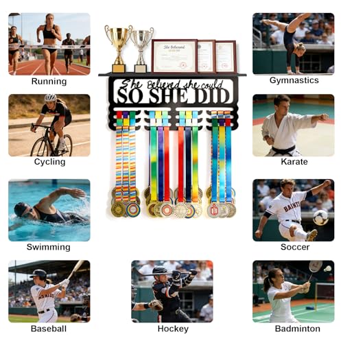 Wall-Mounted Medal Display Holder for 40 Medals & Ribbons