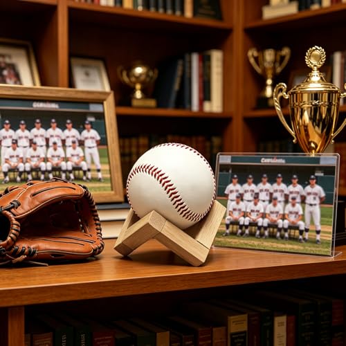 Wooden Baseball Display Stand - Natural Beechwood Ball Holder - 1 PCS