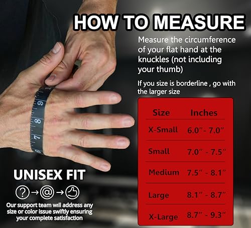 Breathable Workout Gloves for Men & Women - Black, Large