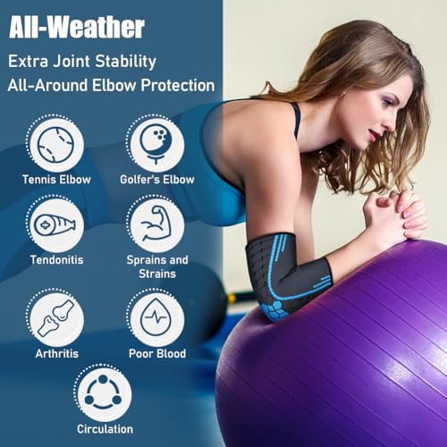Elbow Brace Compression Sleeve - 2 Pack for Pain Relief & Support - Size S