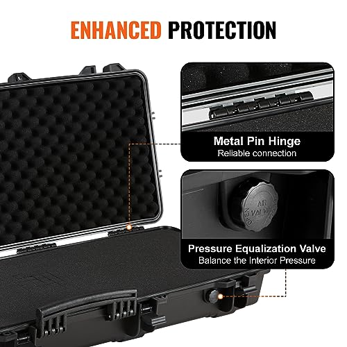 Hard Rifle Case with Wheels, Waterproof & Crushproof, 4-Layer Foam
