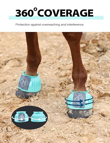 Rubber Bell Boots for Horses - Hoof Overreach Protection, X-Large Turquoise