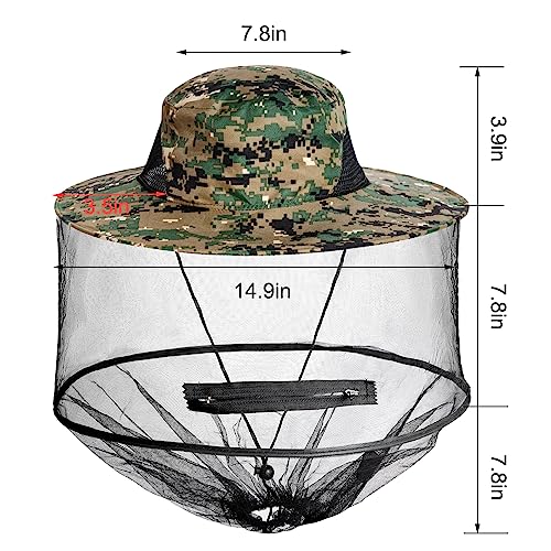 Sucrain 2-Pack Sun Hat with Hidden Mosquito Net - One Size Garden & Outdoor Bug Hat