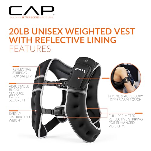 CAP 20 lb Reflective Green Weighted Vest for Running & Training