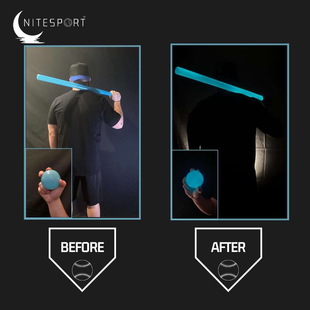 NiteSport Glow in The Dark Plastic Baseball Bat Set w/UV Light