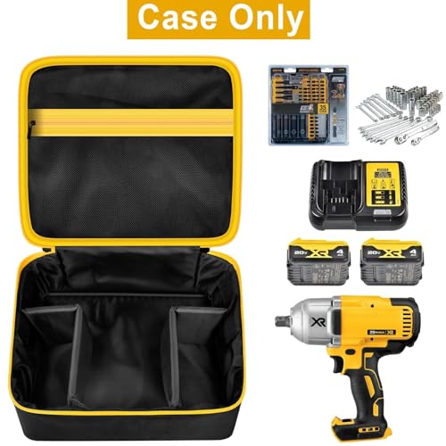 Impact Driver Bag Case Compatible with DEWALT 20V MAX XR DCF900B DCF961B DCF891B DCF899B DCF900P1 Cordless Wrench Kit, Carring Holder Fits for Milwaukee/for Ryobi Impact Gun(Box Only)-Yellow Zipper