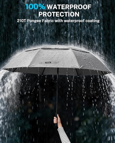 Gonex 72 Inch Windproof Auto Open Golf Umbrella with UV Protection - Grey