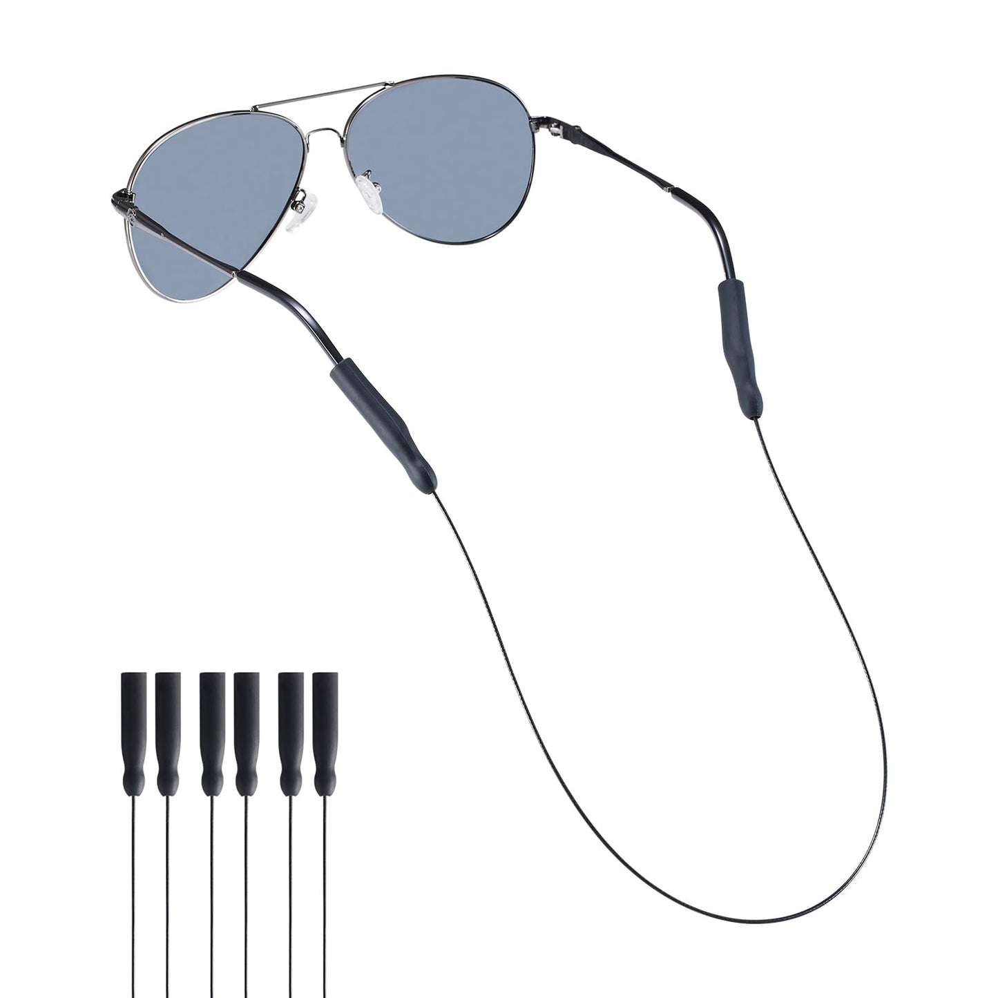 Gdnmpat Glasses Strap - Sunglasses Strap, No Tail Wire Eyeglasses Straps Eyewear String, Eye Glasses Holders Around Neck for Men, Women, Kids, Glasses Chain, String(3pcs Black 16in)