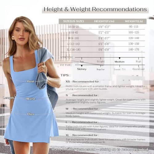 Women's Tennis Dress with Built-in Shorts Summer Athletic Mini Sundress
