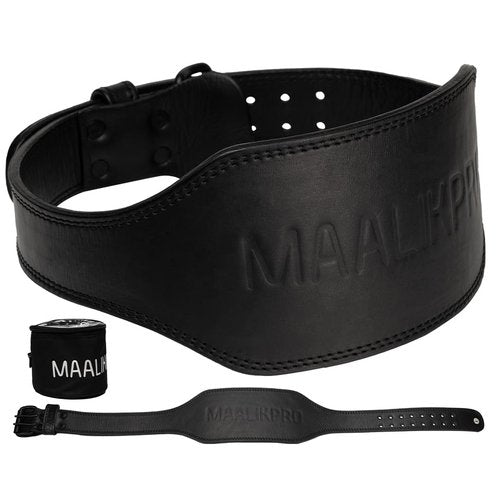 Weight Lifting Leather Belt with Adjustable Buckle, Gym, Workout & Weight Training - Weightlifting Belts for Men and Women (Black, Medium (30” to 37”) Inches)