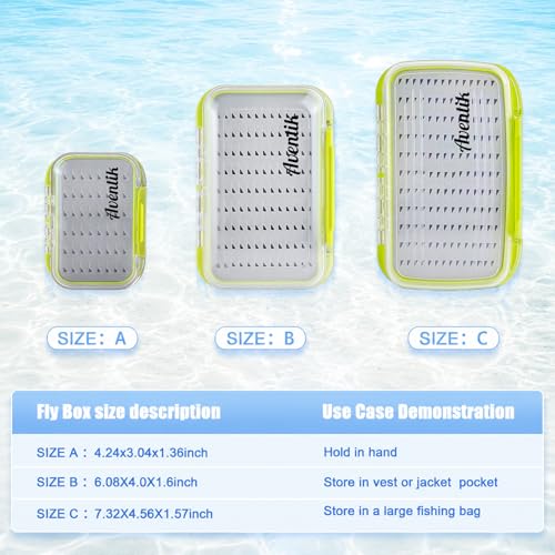 Fly Fishing Fly Box - Double Sided, Waterproof, Size A: 4.24x3.04x1.36inch - Green