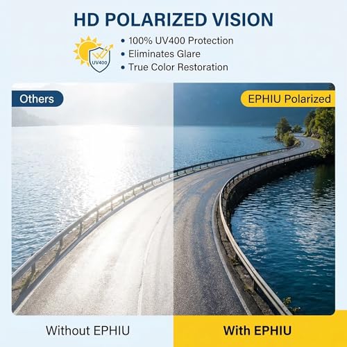 EPHIU Polarized Sports Sunglasses - Mirror Lens Square Frame for Women & Men, No Slip No Bounce Active Eyewear for Running, Beach (Crystal Marble Gold)