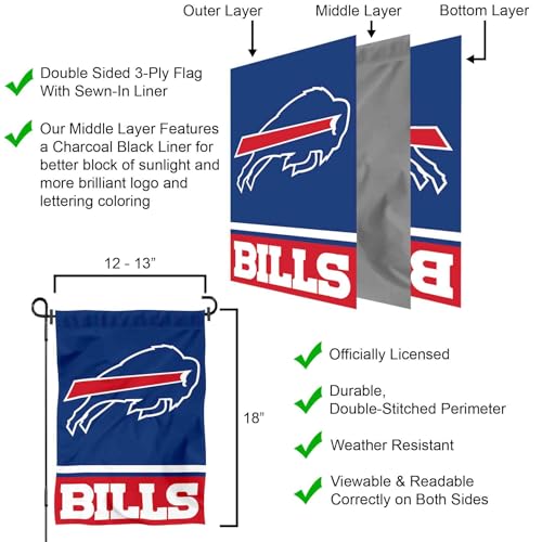 Buffalo Bills Double-Sided Garden Flag - 12.5 x 18 in