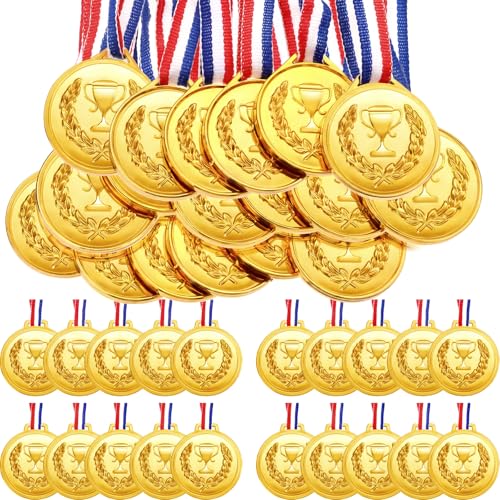 30 Gold Plastic Medals for Sports Awards - 2.36 Inch