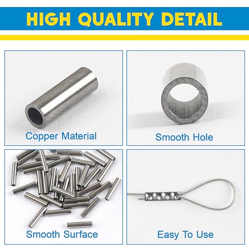 Fishing Crimp Sleeves - 100pcs Single Barrel 0.6mm Brass Tubes