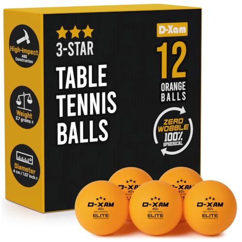 3-Star Table Tennis Balls, Professional ABS Ping Pong Ball Set - Orange 12 Pack