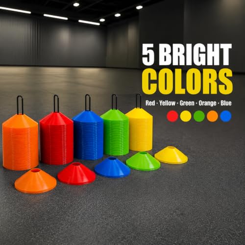 60 Pack Agile Soccer Cones with Portable Bags & Brackets