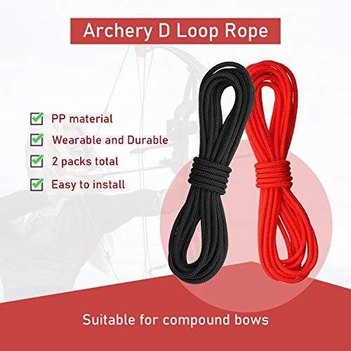 Archery D Loop Rope - 10ft Bowstring Serving - Black & Red