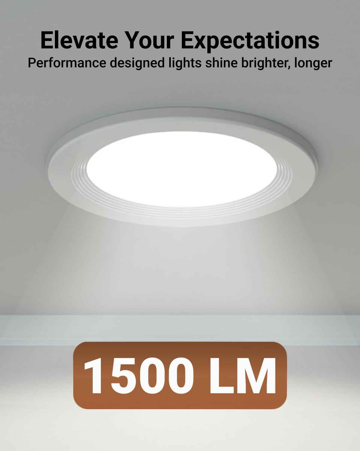 6-Pack Sunco 6-Inch Dimmable LED Recessed Ceiling Lights with Night Light, 1500 LM, Selectable CCT