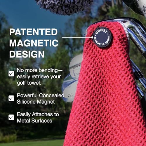 Magnetic Golf Towel - Ultra-Absorbent Microfiber - 18" x 18" - Black