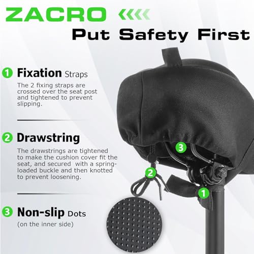 Gel Bike Seat Cushion Cover - Comfortable Padded Saddle - Black, Small