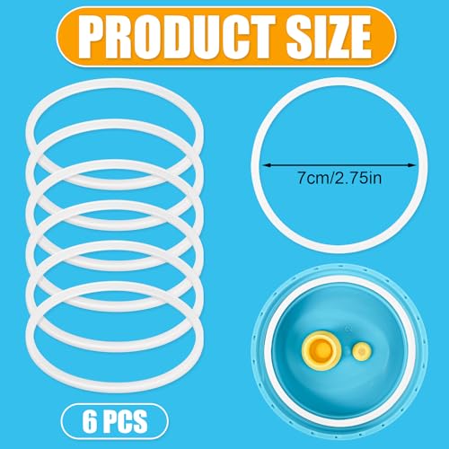 6pcs Replacement Silicone Gaskets for Zak Designs Kelso Water Bottles - White