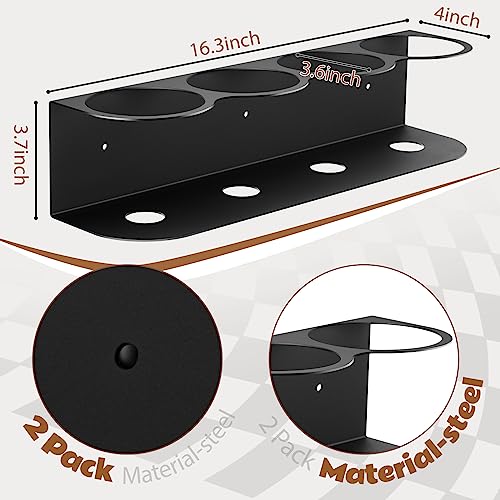 Therwen 2 Pcs 4 Holes All Purpose Steel Spray Bottle Holder Heavy Duty Can Holder Rack Organizer Easy Install Wall Mount Paint Spray Bottle Organizer Storage Rack for Garage Home Workspace(Black)