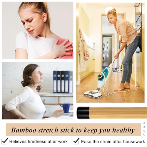 6 Pcs Yoga Stick Set - 26 Inch Natural Bamboo Stretching Tool