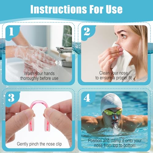 12-Pack Silicone Swimming Nose Clips - Waterproof & Reusable - Set 6