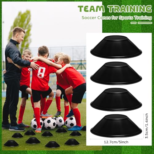 Black Mini Soccer Cones for Agility Training, 12 Pack - Sports & Football Drills