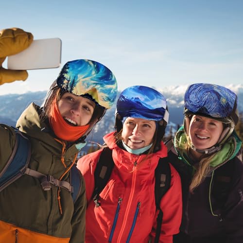 Ski Goggle Cover Sleeve - Microfiber Protective Lens Storage, Aurora - Large