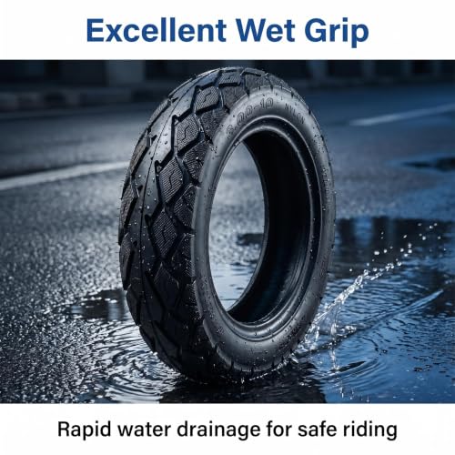 BISHUNCHI 3.00-10 Tubeless Tire - 10 Inch Off-Road Tire for Scooters, E-Bikes, Mopeds (3.00-10, 8PR) Variation: Tubeless Tire / 1