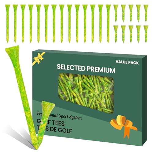 Durable Bamboo Golf Tees - 50 Pack - 3 1/4 Inch Green