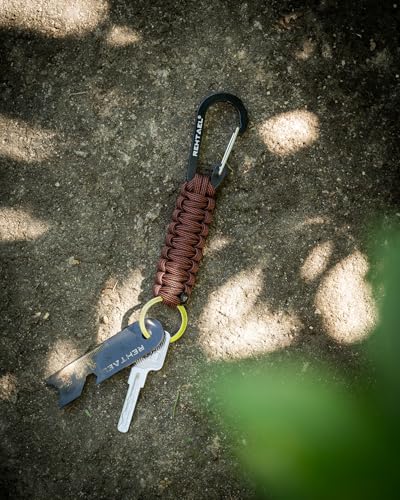 Heavy Duty Paracord Carabiner Keychain - 2pcs Brown Camo
