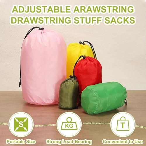 Waterproof Nylon Stuff Sack - Portable Drawstring Bag, 3x7 Inch Orange