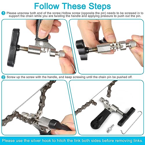Bike Chain Repair Tool Kit - Chain Breaker, Link Pliers, Wear Checker - Black