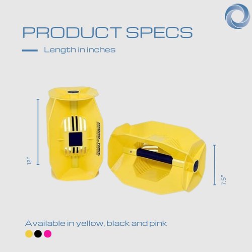 Hydro Tone Hydro-Bell Pool Exercise Dumbbells Pair, Aquatic Water Weights for Functional Strength Training, UV and Chlorine Resistant, Quick Start Guide Included, Yellow