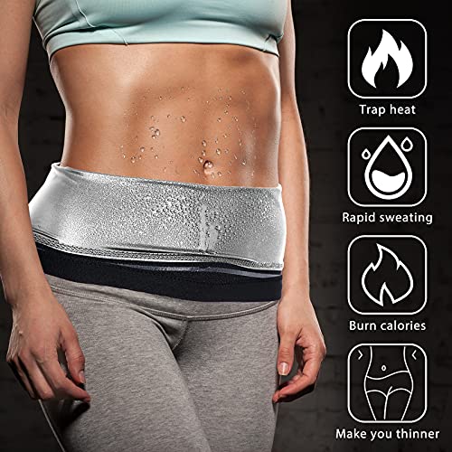 Waist Trimmer Sweat Waist Trainer Wrap - Silver Inner, Small
