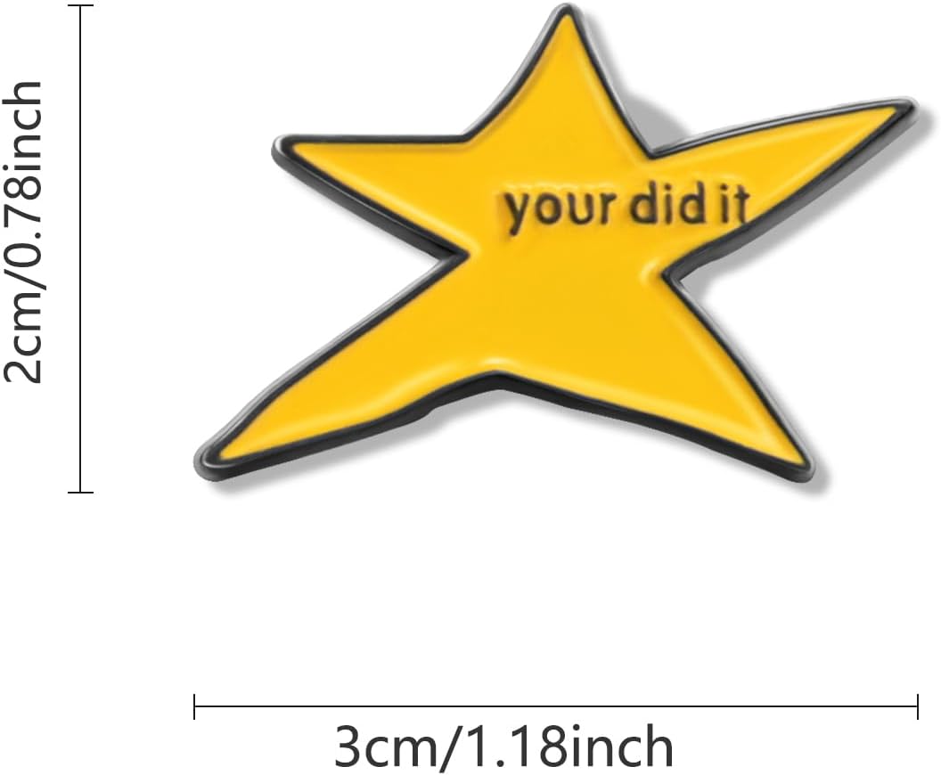 Skiennix Yellow Star Enamel Lapel Pins - Inspirational Badges for Graduation & Desk Decor | 10/20/50/100 Pack