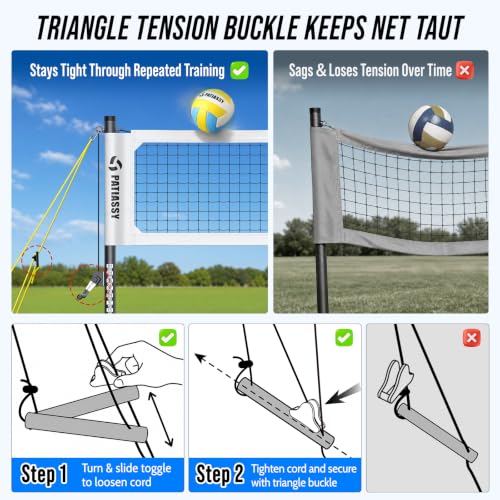 Heavy Duty Volleyball Net Set - Steel Anti-Sag Winch, 32FT, B-White