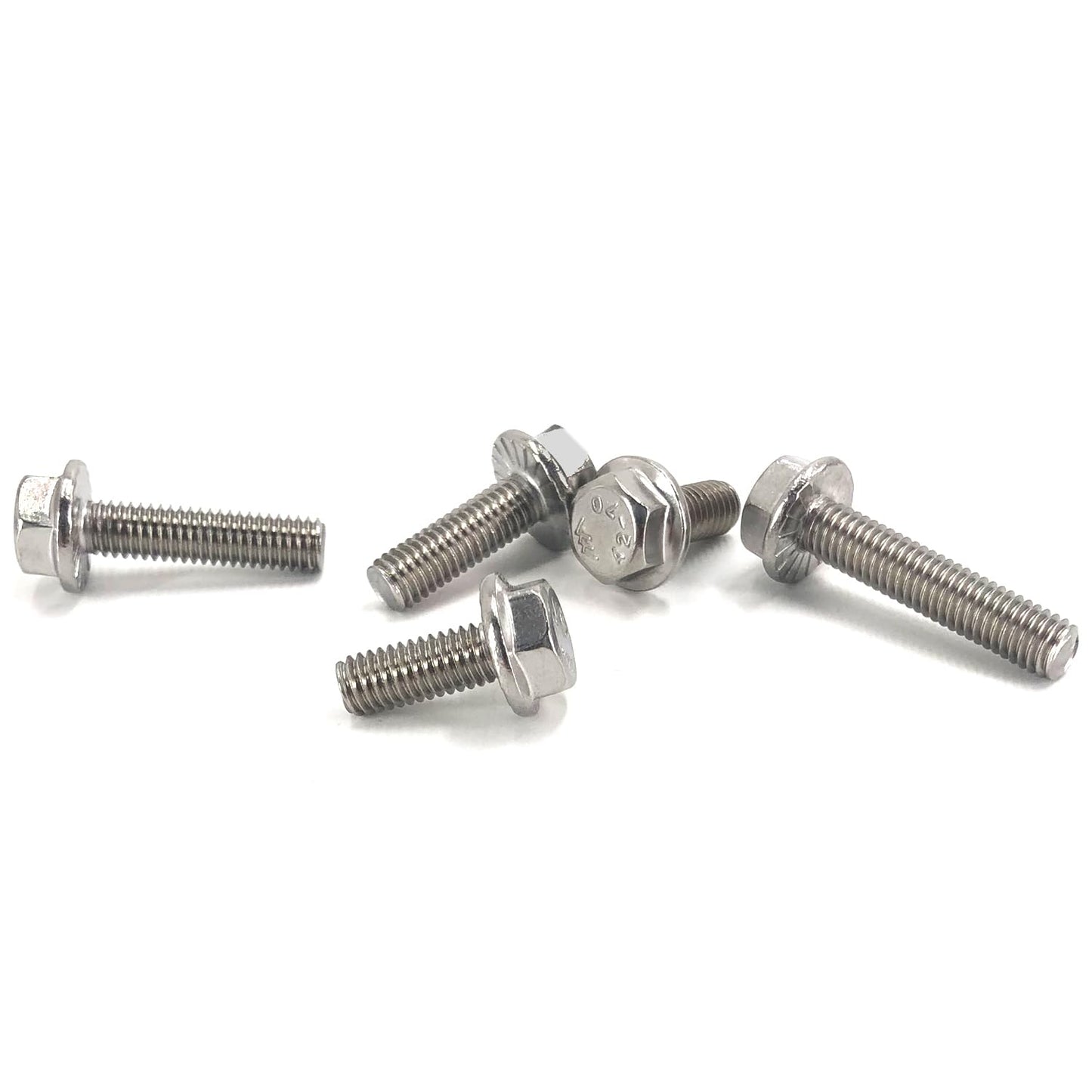 QSJ 50PCS Flanged Hex Head Bolts Set M6 Flange Hexagon Screws 304 Stainless Steel